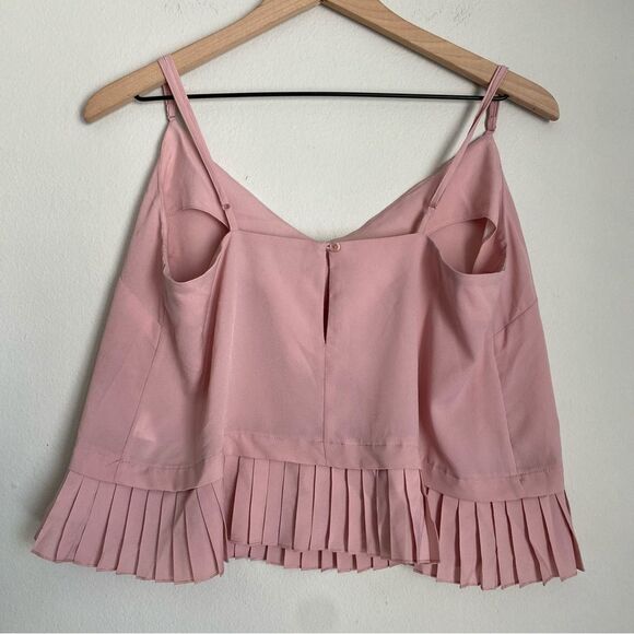 FRENCH CONNECTION peplum pleated pink crop tank top - Picture 6 of 6